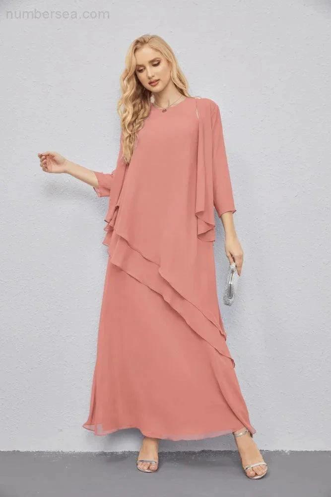 Mother of Bride Dresses with Open Front Lightweight Cardigan Formal Prom Gown 28081 (ZD16990)