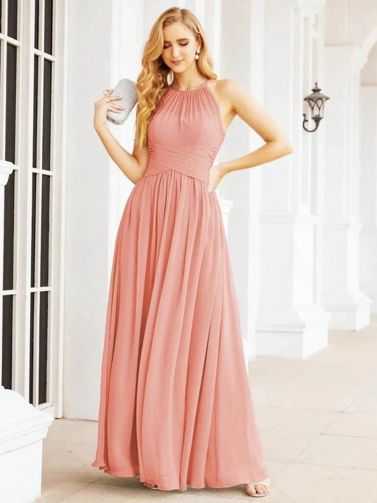 Numbersea Sleeveless Bridesmaid Dresses Long Prom Gown Zipper with Keyhole Back 28056 by numbersea