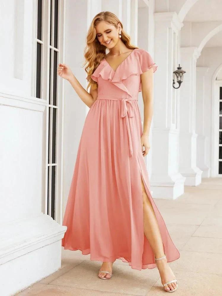 Bridesmaid Dresses with Flutter Sleeves Formal Evening Party Prom Gowns 28044 by numbersea