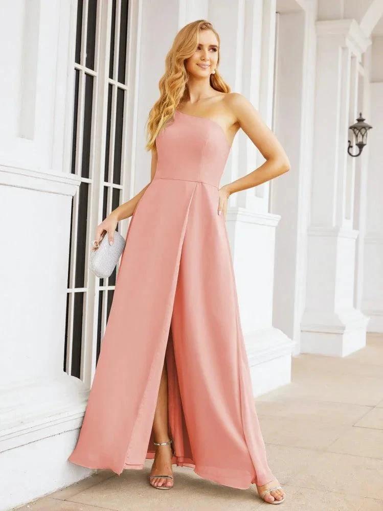Numbersea Women's One Shoulder Formal Prom Gowns for Mother of The Bride Side Slit Bridesmaid Dresses 28052 by numbersea