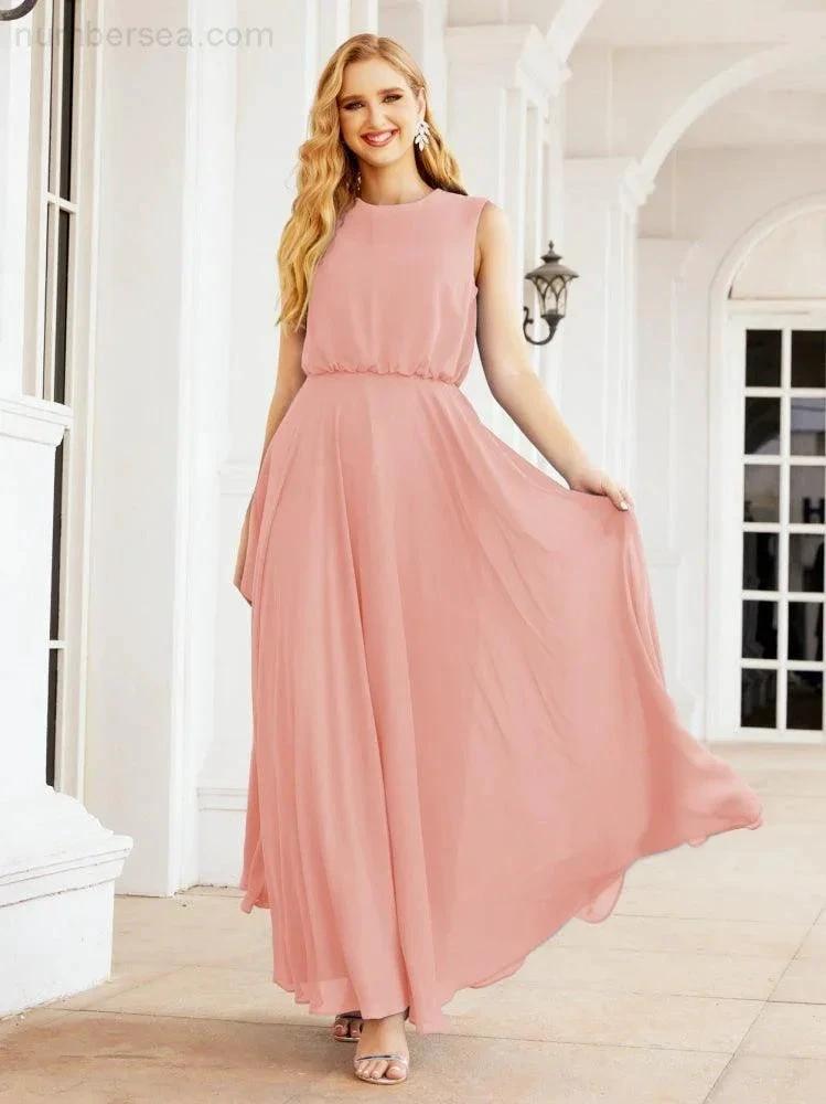 ZapDress Sleeveless Long Bridesmaid Dress A line Formal Evening Prom Gown 28025 (ZD17053)