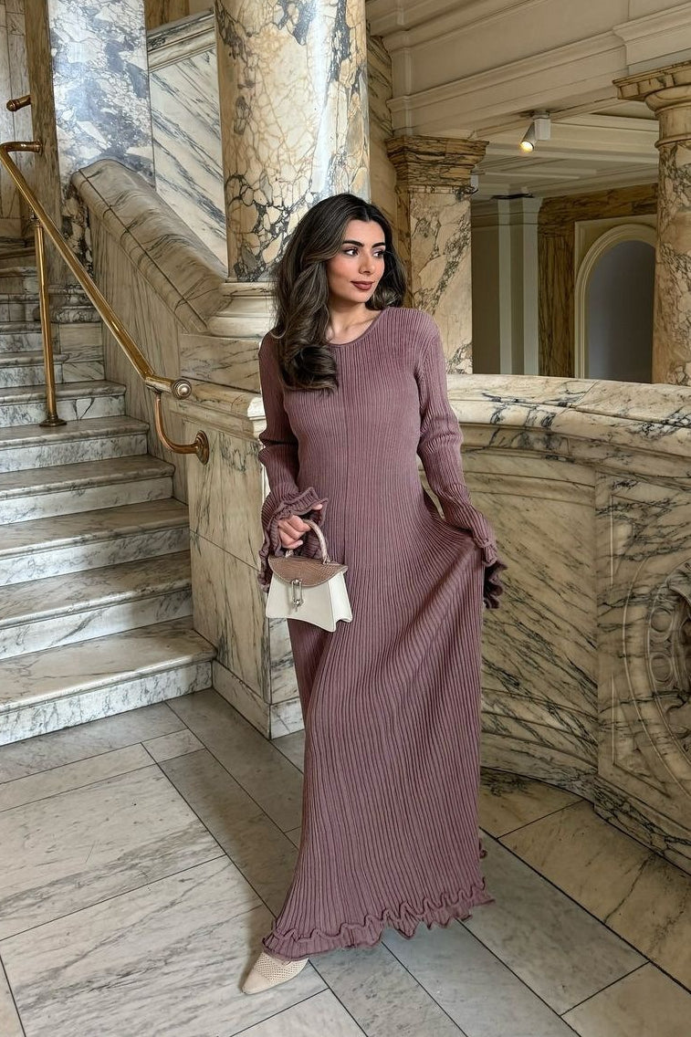 Ruffled Long Sleeve Bodycon Maxi Dress - View 8 | VelvetHem