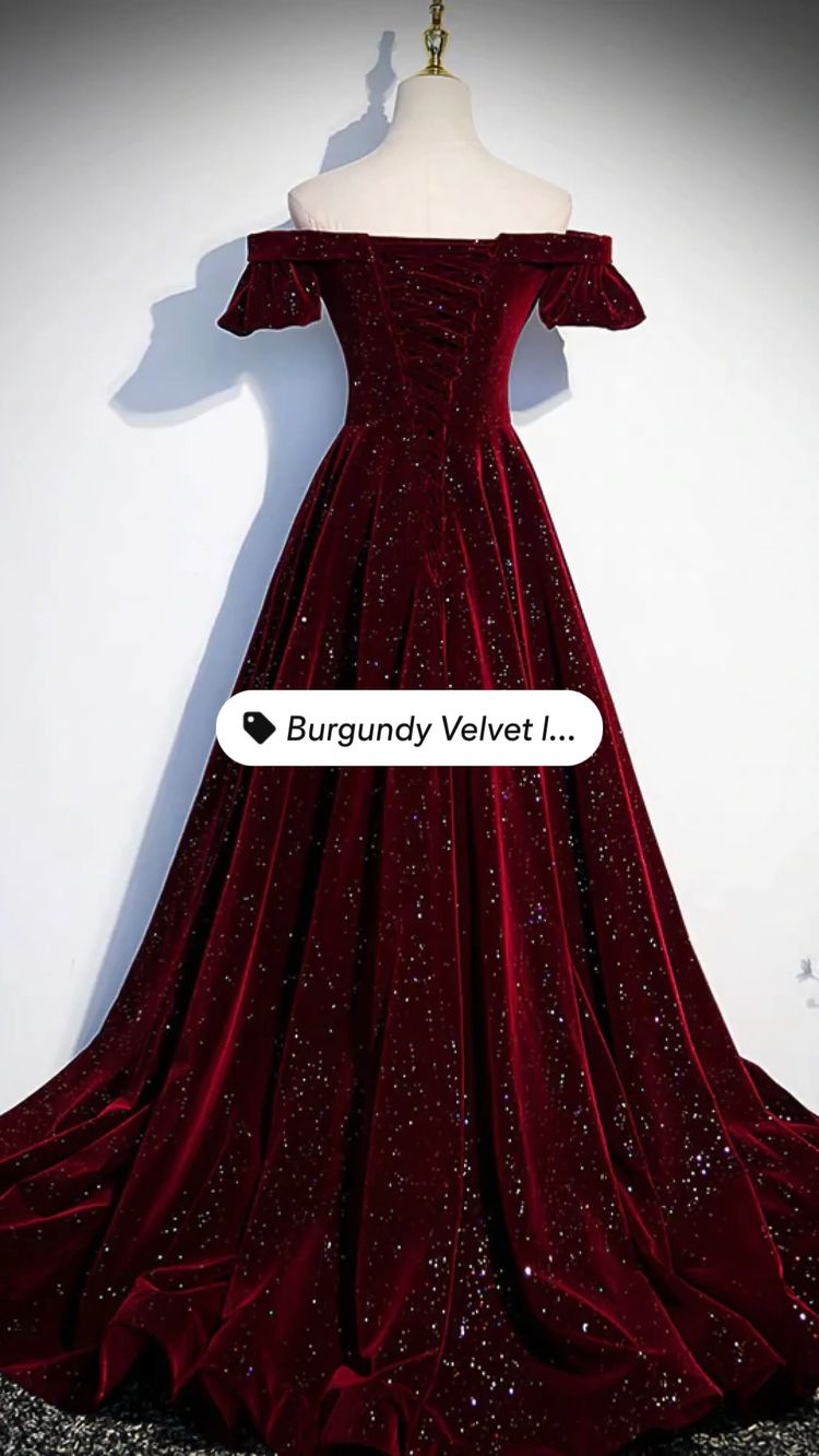 Burgundy Velvet V Neck Long Prom Dress Classy Evening Dress - View 2 | VelvetHem