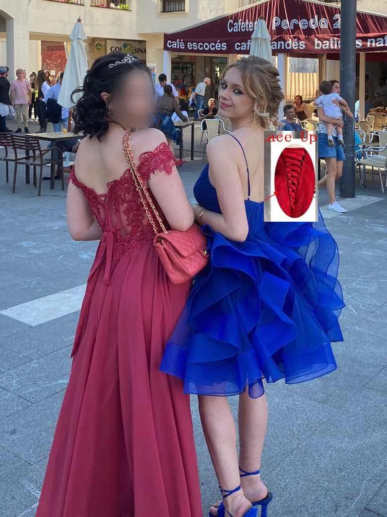 Women's Puffy Ruffle Short Homecoming Dress Tull Tutu Prom Dress V Neck Formal Party Gown