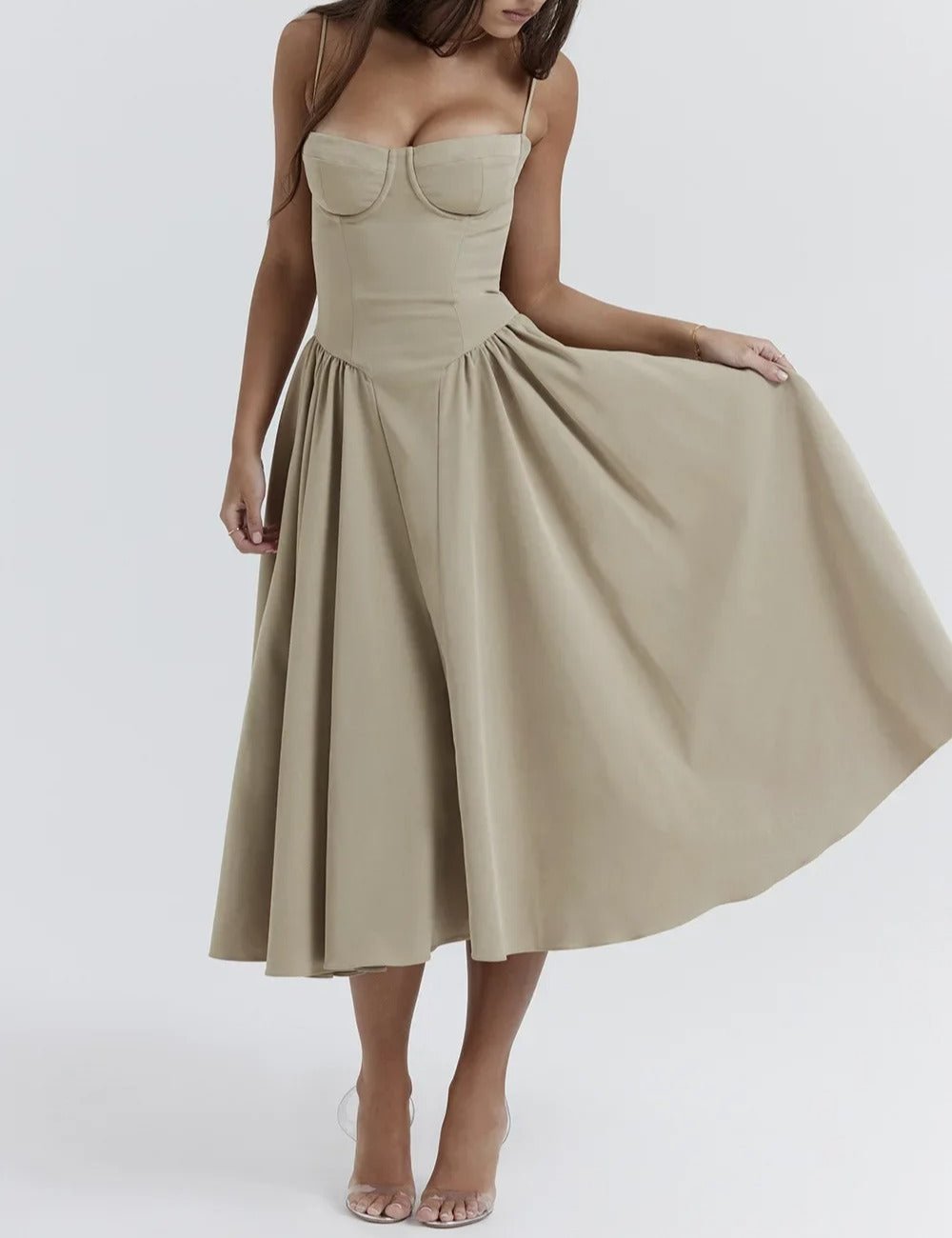 Carolyn Sleeveless Corset Midi Dress