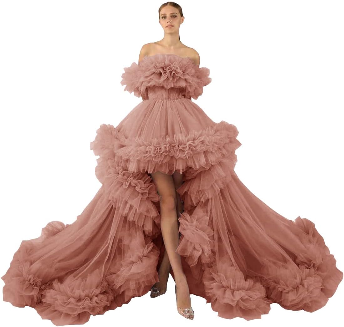 Ruffles Tulle Robe for Maternity Photoshoot Sheer Off Shoulder Maternity Robe Pregnant Baby Shower Prom Gown