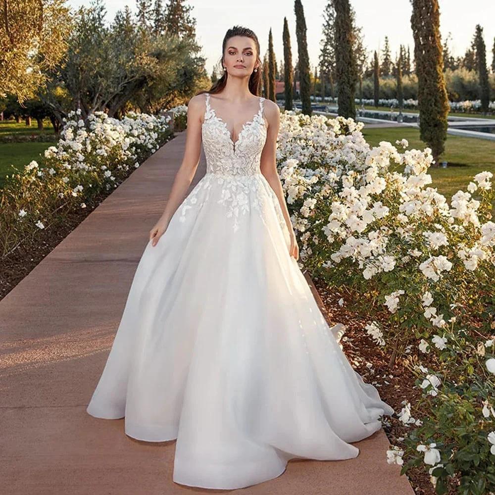 Fancy Sleeveless Wedding Dress For Women Tank Sweetheart A-line Pleat Vestido De Noiva Made To Order Bride (ZD13454) - VelvetHem