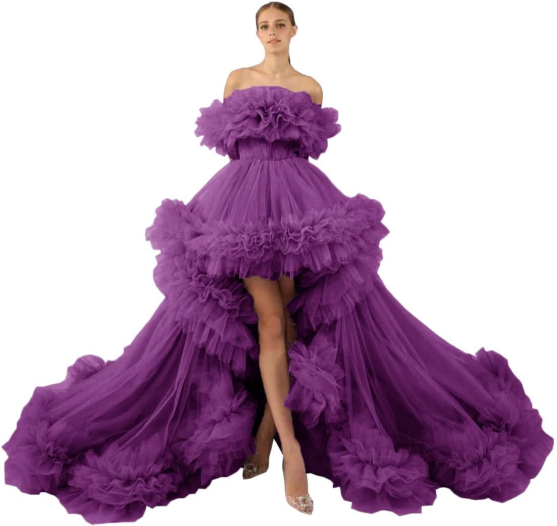 Ruffles Tulle Robe for Maternity Photoshoot Sheer Off Shoulder Maternity Robe Pregnant Baby Shower Prom Gown