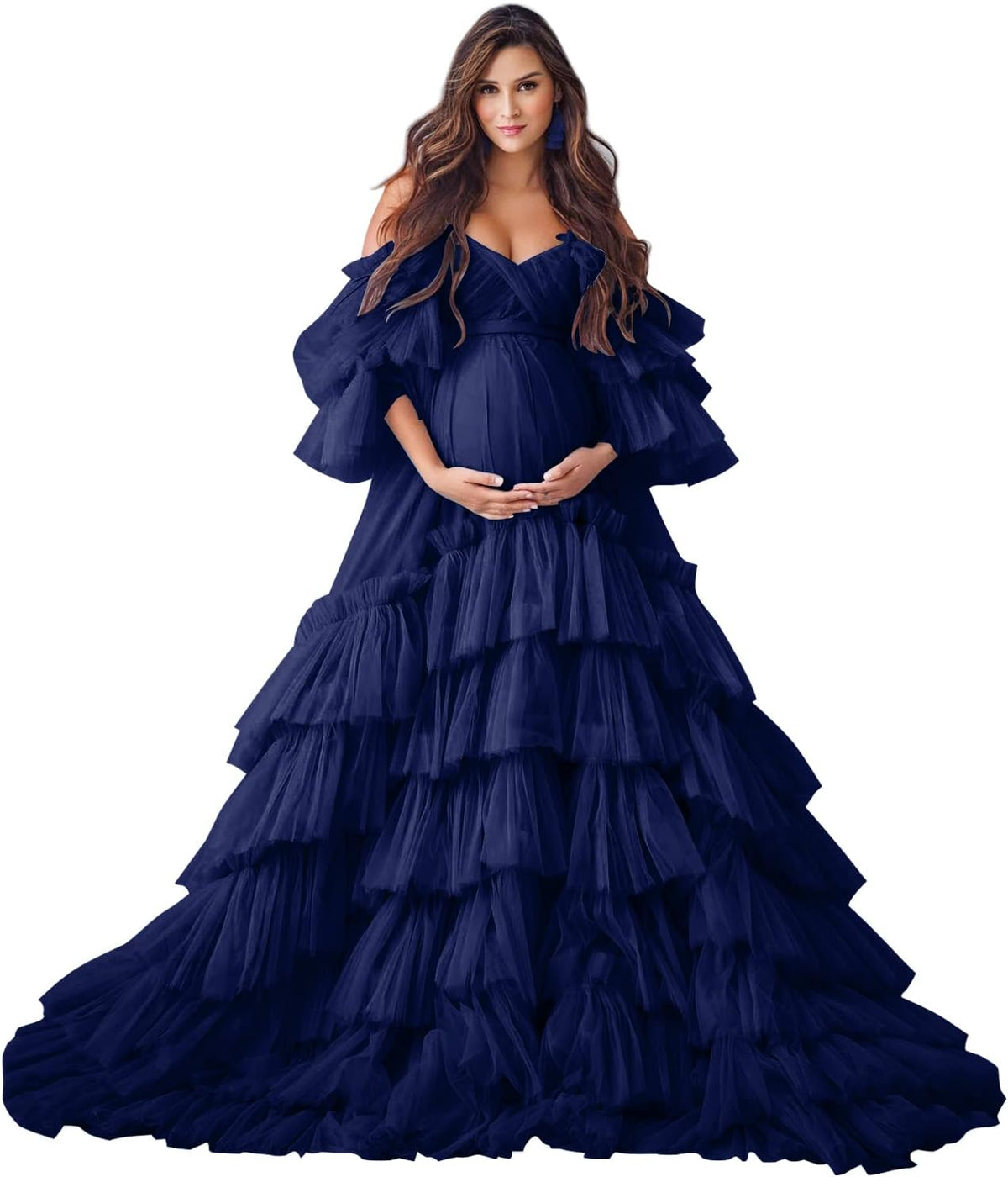 Puffy Tulle Robe Maternity Dress for Photoshoot Sheer Bridal Lingerie Wedding Gown Long Baby Shower Pregnancy Dresses