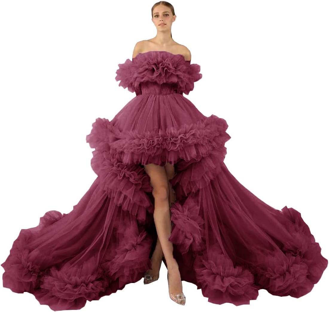 Ruffles Tulle Robe for Maternity Photoshoot Sheer Off Shoulder Maternity Robe Pregnant Baby Shower Prom Gown