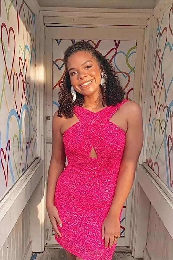 Halter Homecoming Dresses Short Prom Dresses for Teens SYH75 by vivymakudress