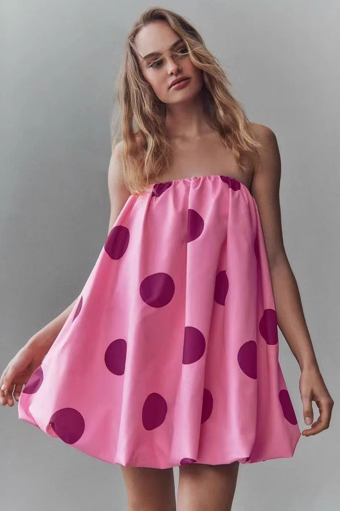 Polka Dot Strapless Bodycon Mini Dress - VelvetHem