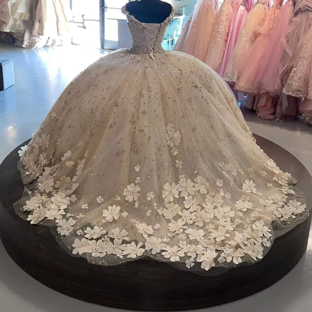 Sweet 16 Quinceanera Dresses Floral Applique Tulle Ball Gown fg6823 - View 4 | VelvetHem