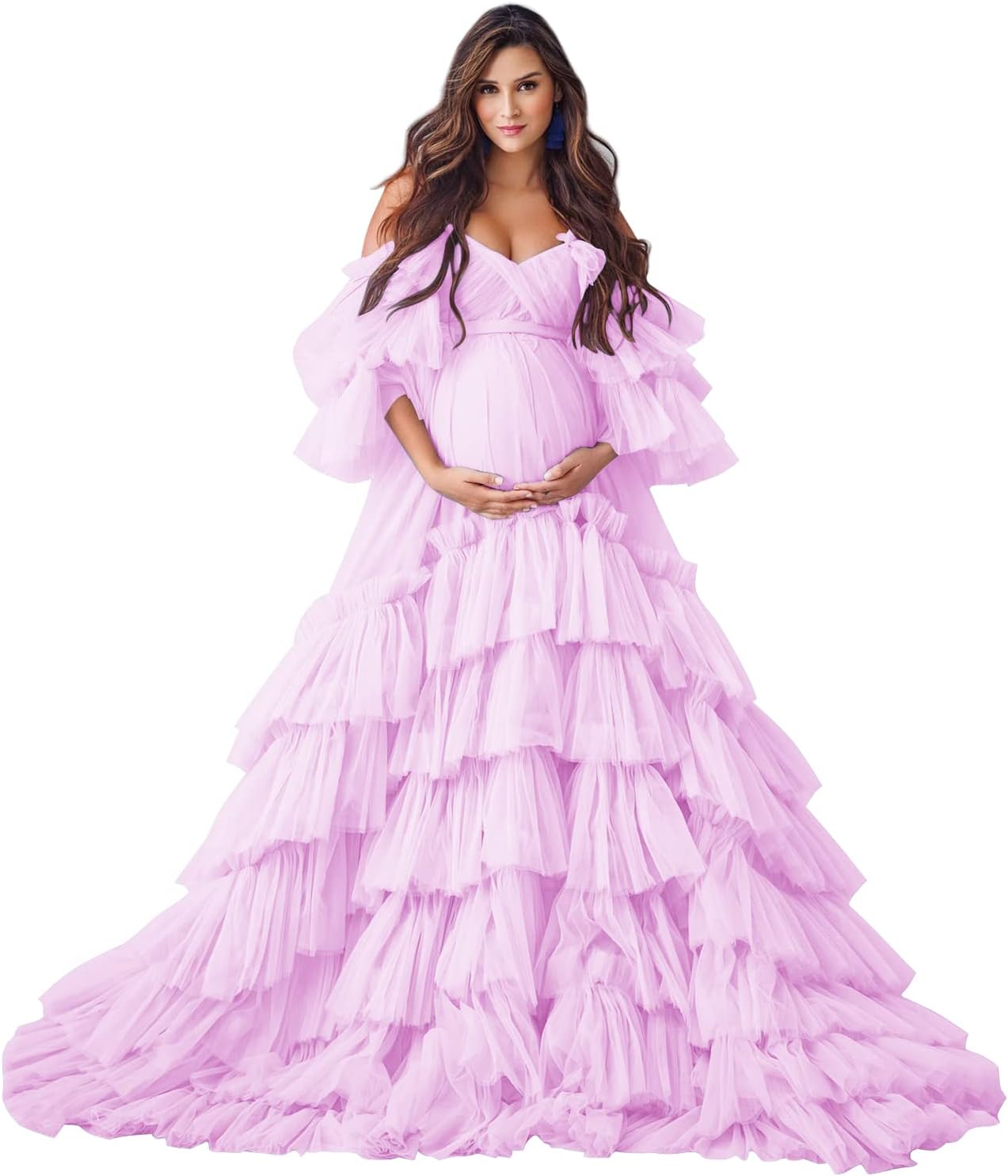 Puffy Tulle Robe Maternity Dress for Photoshoot Sheer Bridal Lingerie Wedding Gown Long Baby Shower Pregnancy Dresses