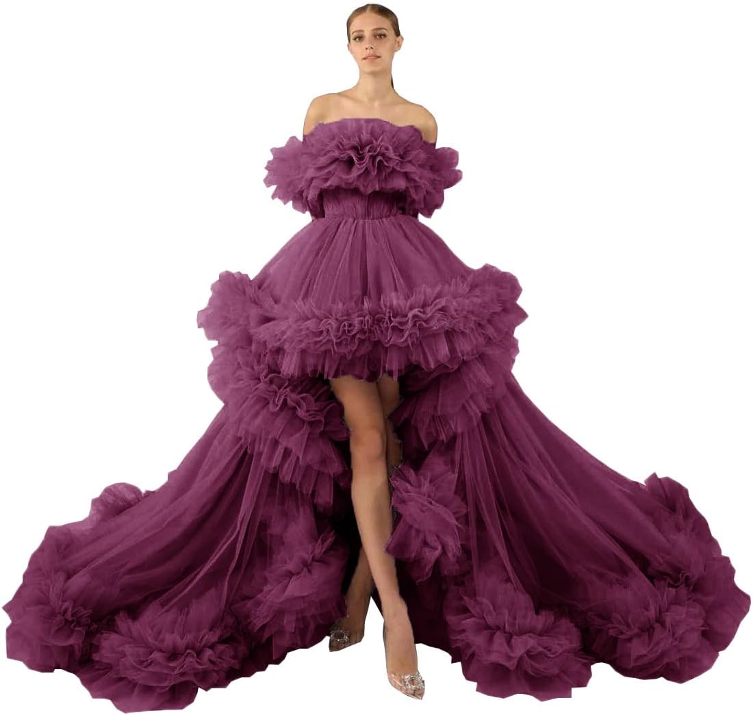 Ruffles Tulle Robe for Maternity Photoshoot Sheer Off Shoulder Maternity Robe Pregnant Baby Shower Prom Gown
