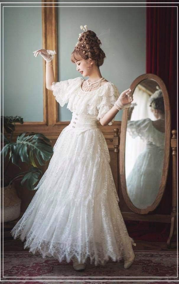 A Line Off Shoulder Wedding Dress Lace Princess Dress fg7295 - View 3 | VelvetHem