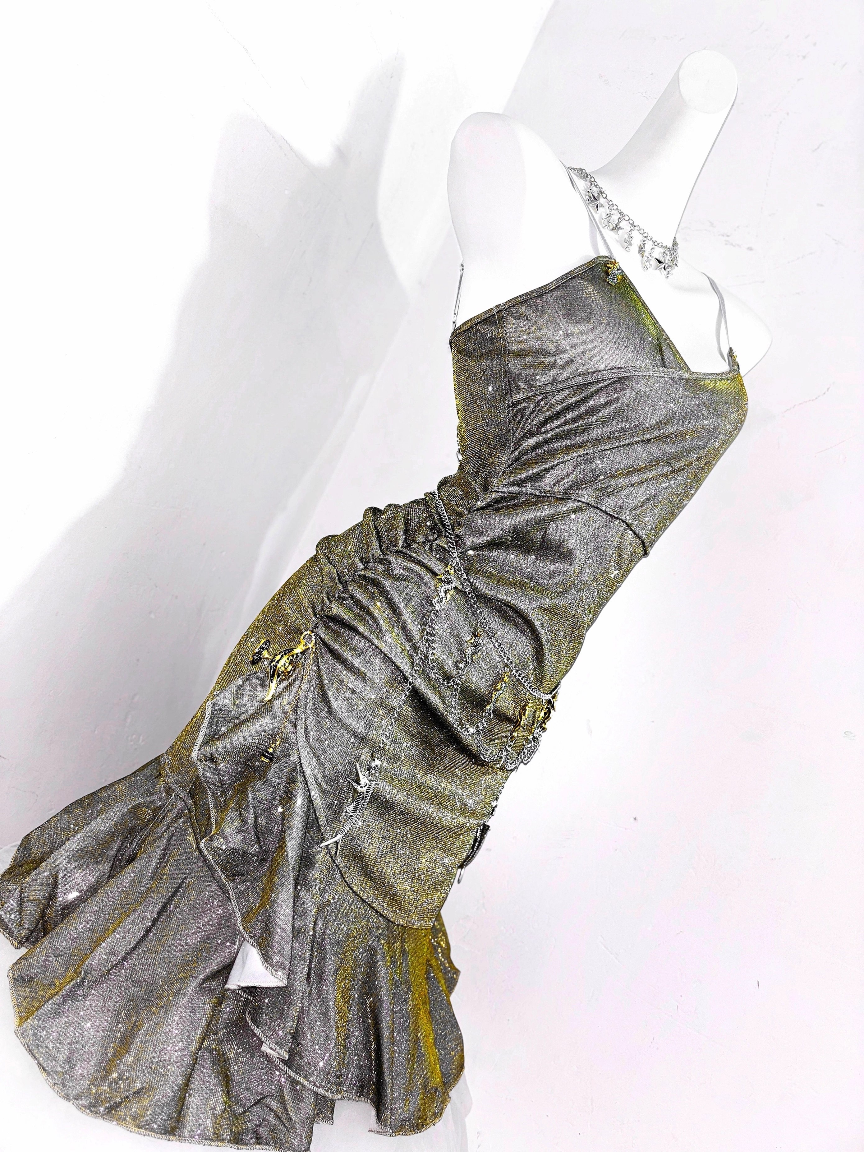 Unique spaghetti Straps Green Ruffles Mini Party Dress Homecoming Dress Cocktail Dress