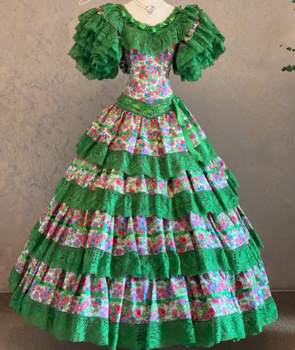 Green Tiered Prom Party Dress A Line Birthday Dress Evening Dress - VelvetHem