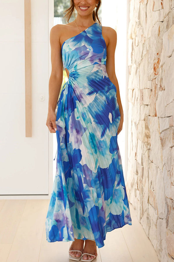 Deja | One Shoulder Pleated Maxi Dress