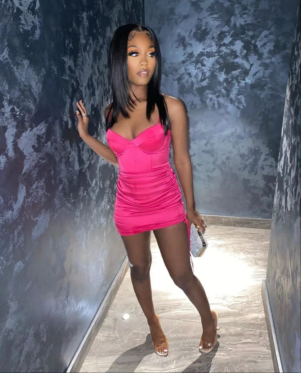 Sexy Hot Pink Tight Dress Mini Homecoming Dress 22nd Birthday Outfit (ZD12675)