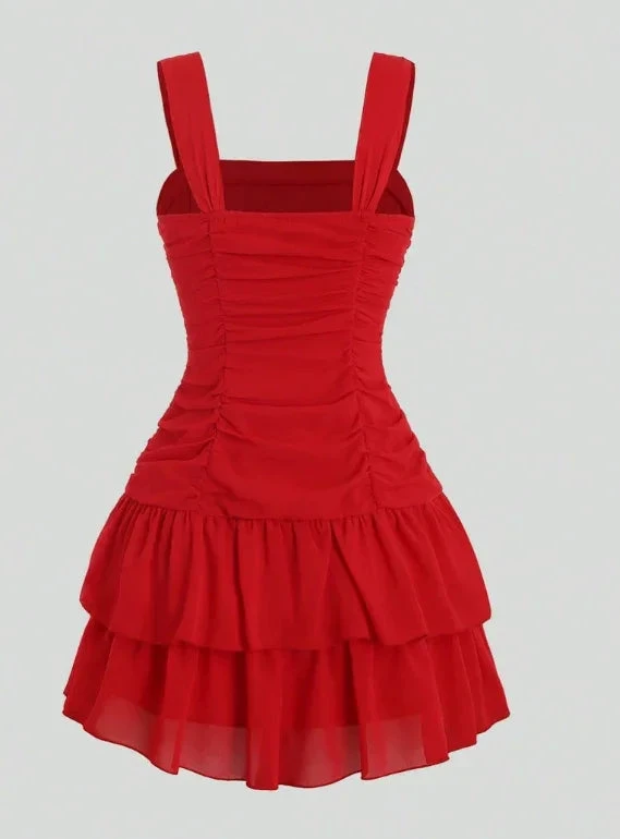 Cute A-line Short Homecoming Dress Sleeveless Vest Dress (ZD12381)