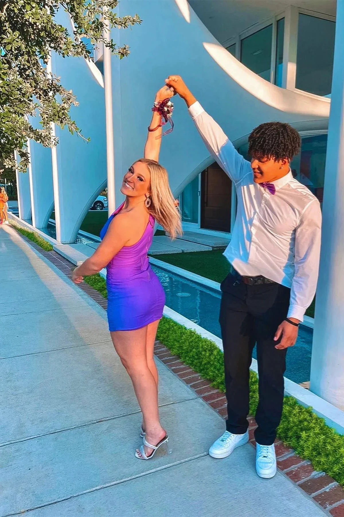 Purple One Shoulder Tight Mini Homecoming Dress (ZD11843)