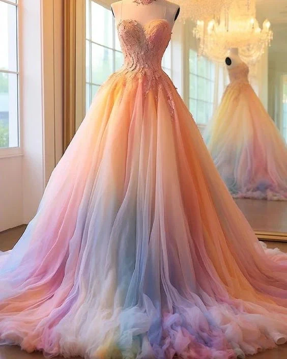 Romantic Dip Dye Colored Wedding Dress Y5015 by simplepromdress