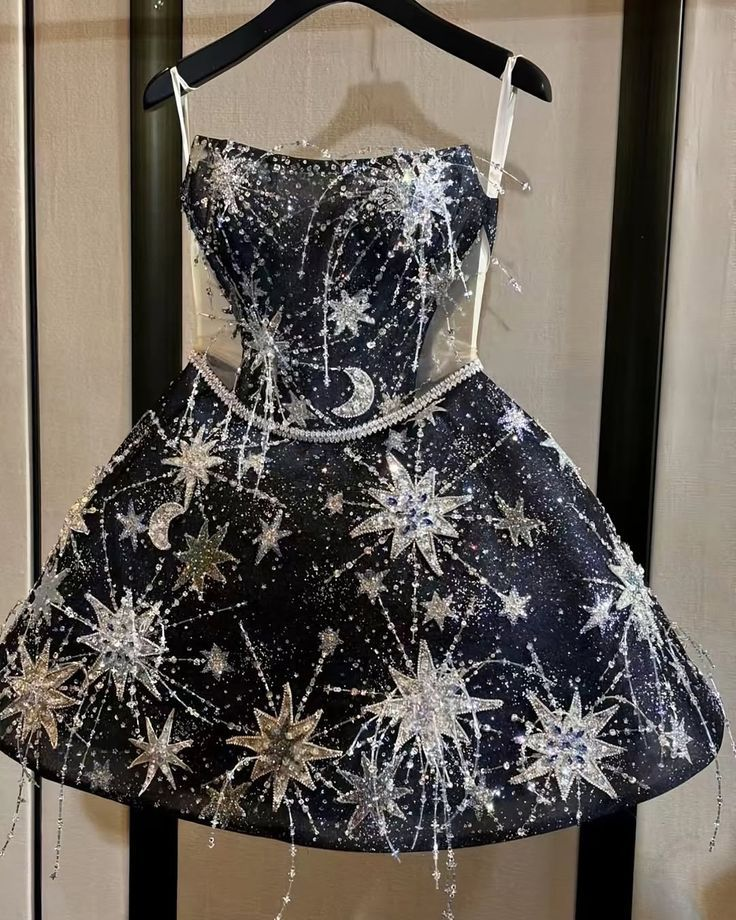 Sparkly Navy Blue Beaded A Line Homecoming Dress - VelvetHem