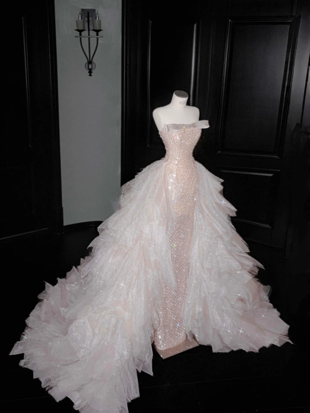 Gorgeous Champagne Tulle Sequins Beaded Sheath Long Prom Dress Evening Dress Y8658 - VelvetHem