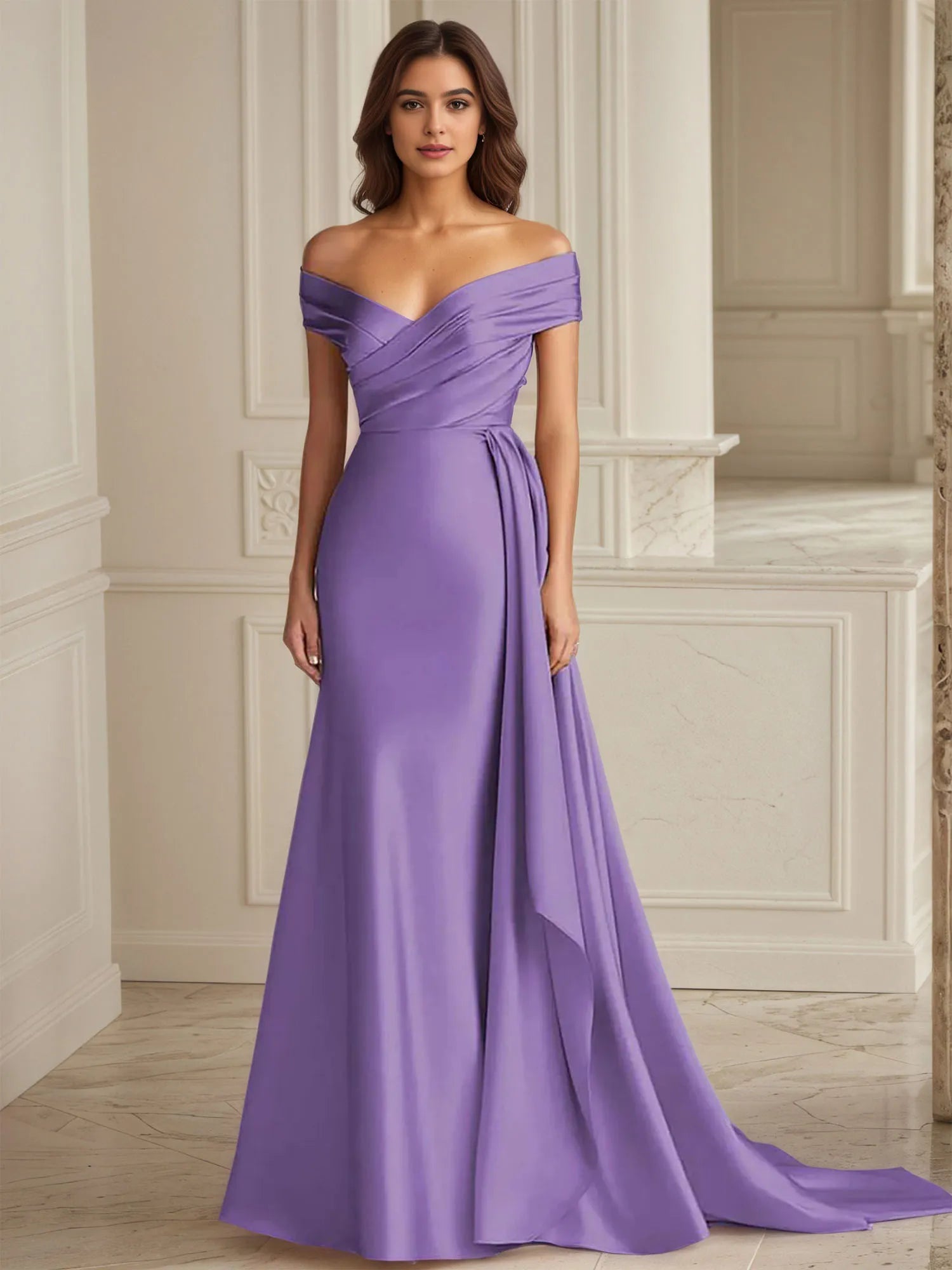 Trumpet/Mermaid Off The Shoulder Ruched Long Formal Dress
