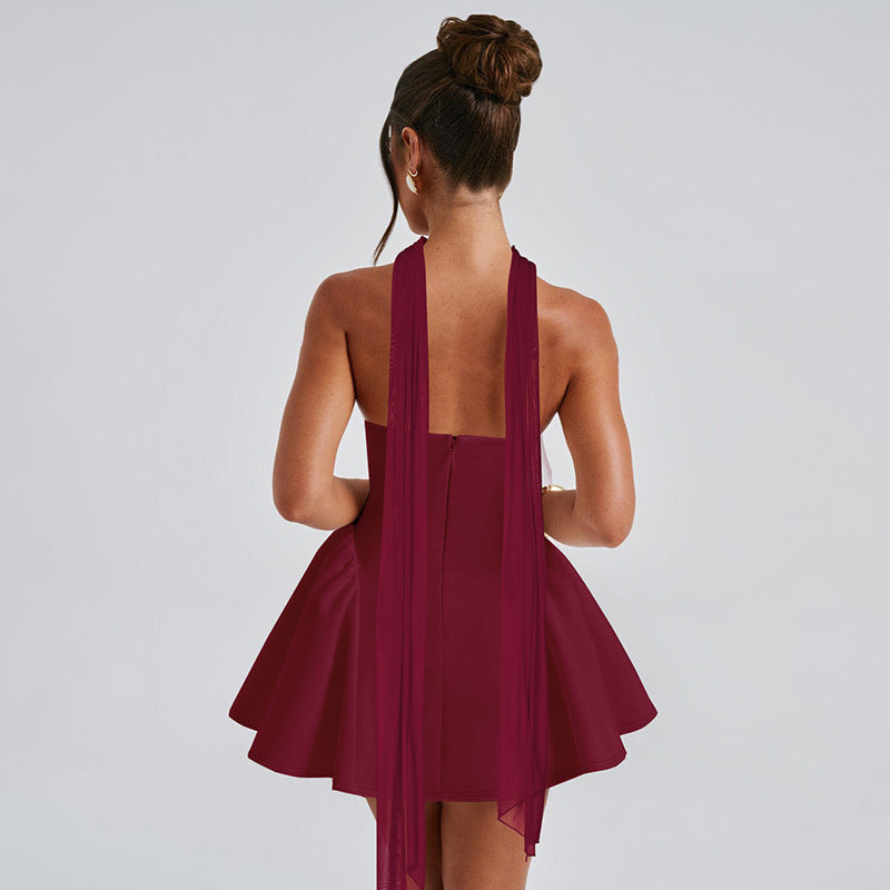 Skylene Mini Dress Maroon