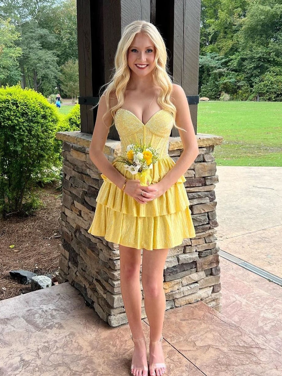 Sparkly A Line Sweetheart Royal Blue Short Homecoming Dress with Beading - View 13 | VelvetHem