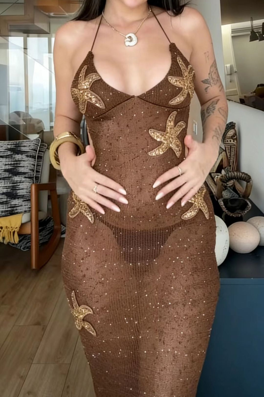 Starfish Hollow Knit Vacation Dress