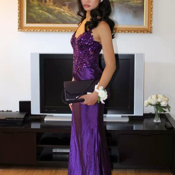 Purple shiny party dress evening dress fg6874 - VelvetHem