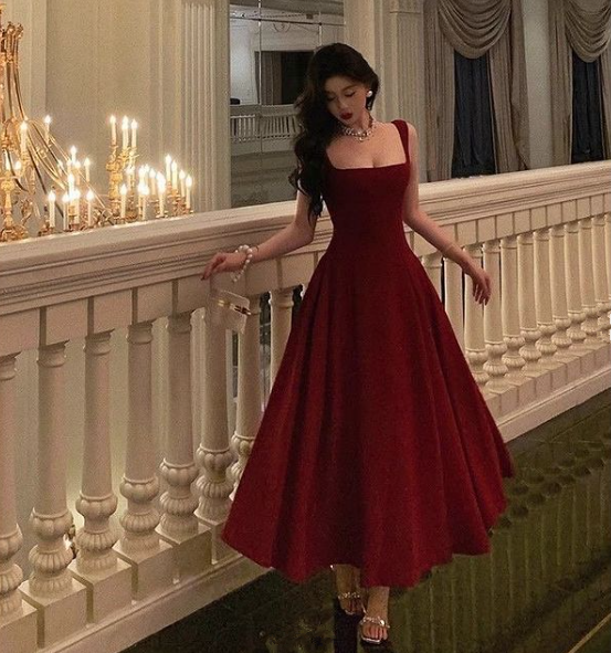 A-line Burgundy Prom Gown Party Dresses fg6877 - View 2 | VelvetHem