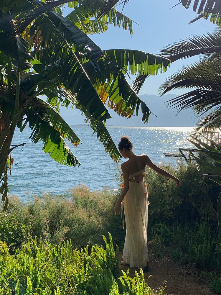 Bohemian Long Beach Dress for Women, Chic and Elegant Outfit with Spaghetti Straps, Princess Evening Gowns fg6985 - View 3 | VelvetHem
