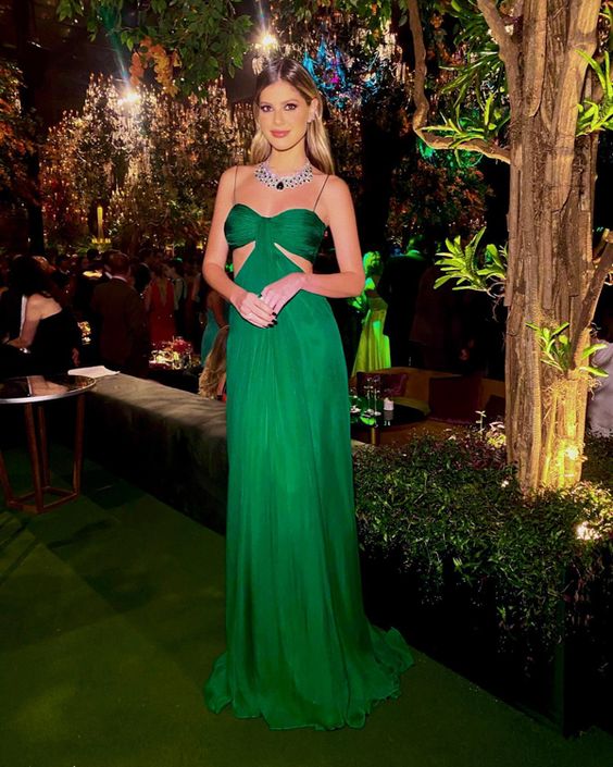 Green long prom dress,chic evening prom gown