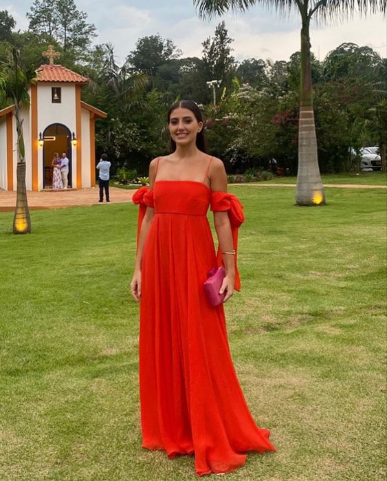Simple A Line Red Evening Dress Red Prom Dresses - VelvetHem