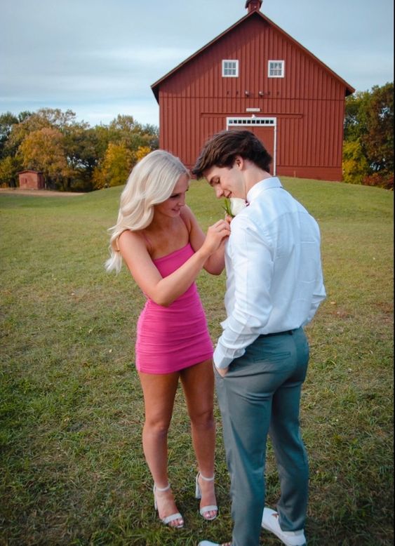 Hot Pink Cute Teen Homecoming Dress Straps Formal Dresses