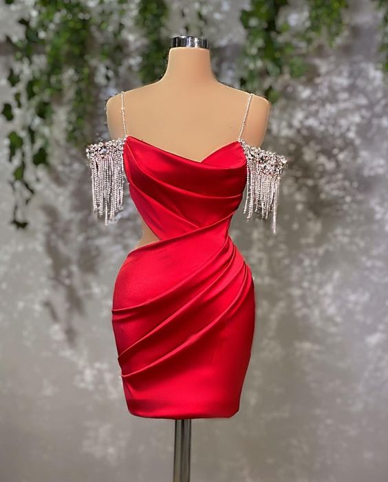 Sexy Red Elegant Short Party Dresses Women Mini Evening Cocktail Gowns - VelvetHem