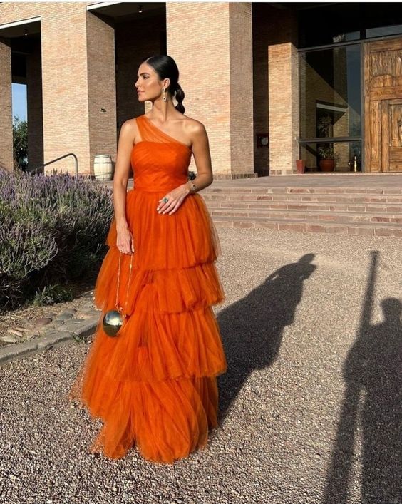 Orange long prom dresses, evening dresses,party dresses, formal dress