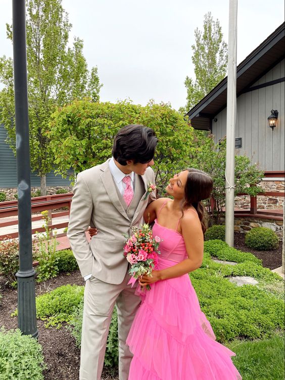 Beautiful Pink Tulle Long Formal Gown, Party Prom Dresses