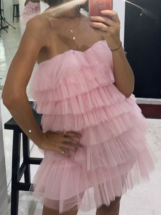 Pink Short Party Dress Homecoming Dresses - VelvetHem