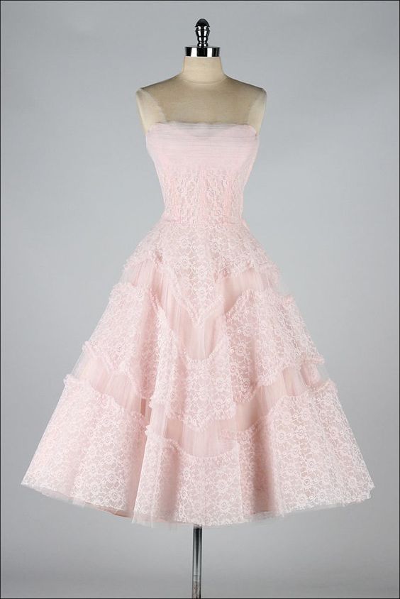 Vintage Inspired Strapless Soft Pink Short Prom Evening Dress Homecoming Dresses - VelvetHem
