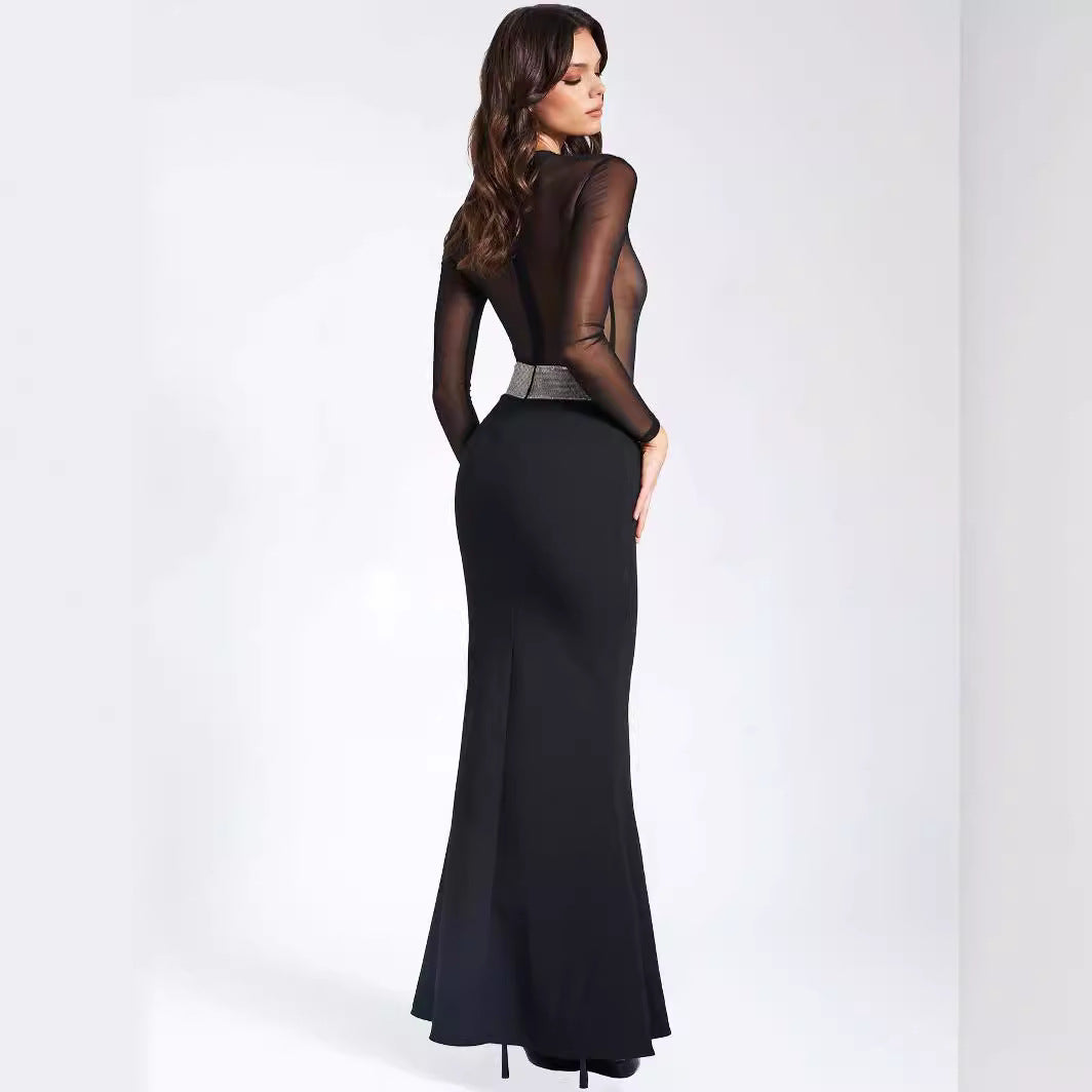 Sexy Backless Rhinestone Party Dress Prom Dress - VelvetHem