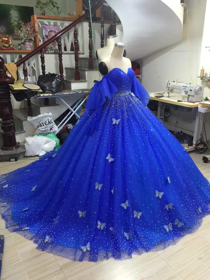 Royal Blue/Red quincea�era dress Ball Gown Prom Dresses Evening Gown - View 5 | VelvetHem