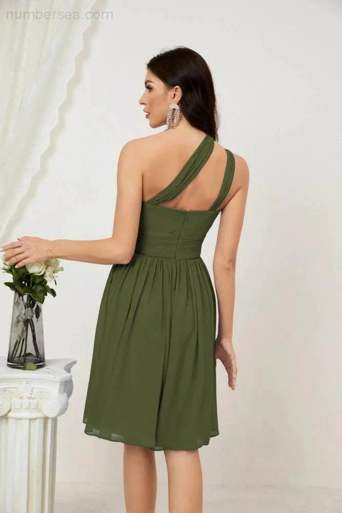 ZapDress Women Chiffon Short One Shoulder Bridesmaid Dress Formal Dresses for Party Homecoming 2804 (ZD16948)