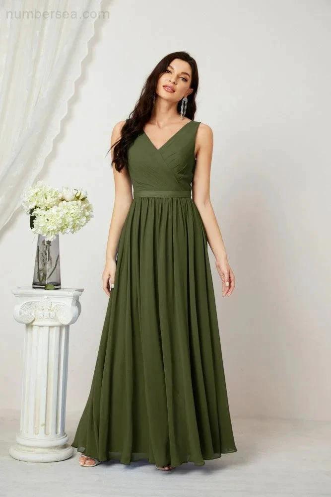 Women's Chiffon Long Bridesmaid Dresses A line Sleeveless Formal Prom Gown for Evening Party Homecoming Dresses 2808 (ZD16947)