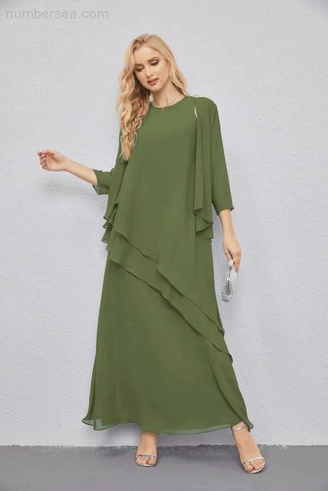 Mother of Bride Dresses with Open Front Lightweight Cardigan Formal Prom Gown 28081 (ZD16990)