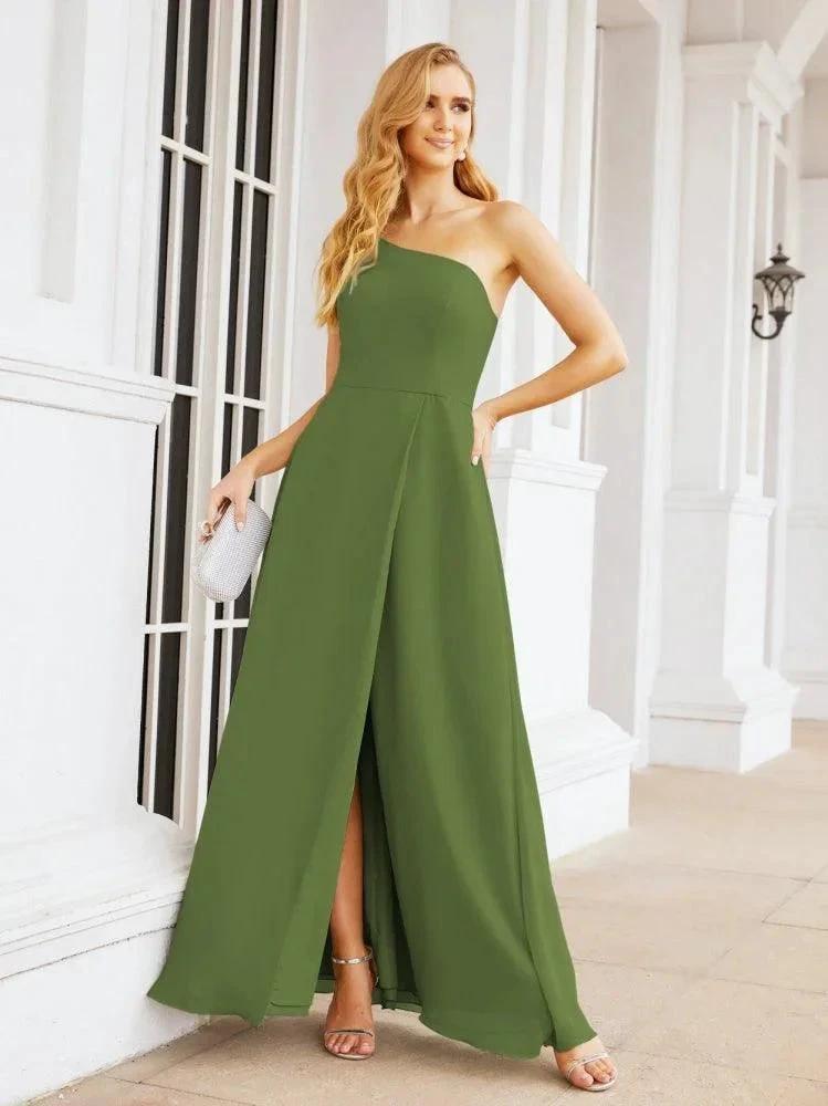 Numbersea Women's One Shoulder Formal Prom Gowns for Mother of The Bride Side Slit Bridesmaid Dresses 28052 by numbersea